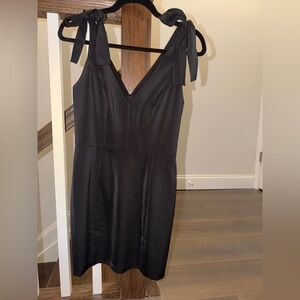 Aqua Black Midi Dress with Bow Straps